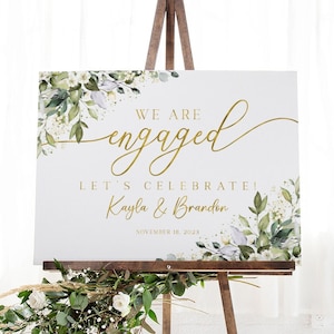 Engagement Party Sign, Engagement Welcome Sign, Greenery Engagement Party Decorations, Engagement Sign Board, Engaged Sign, Engagement Decor