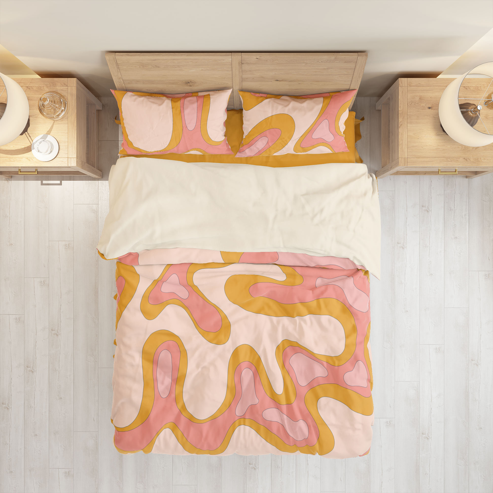 Retro Duvet Cover, Dorm Bedding, Wavy Abstract Duvet, Twin King
