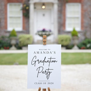 Graduation Party Welcome Sign, Minimalist Graduation Party Sign, Class of 2024 Graduation Party Decorations, Custom Graduation Party Sign image 2