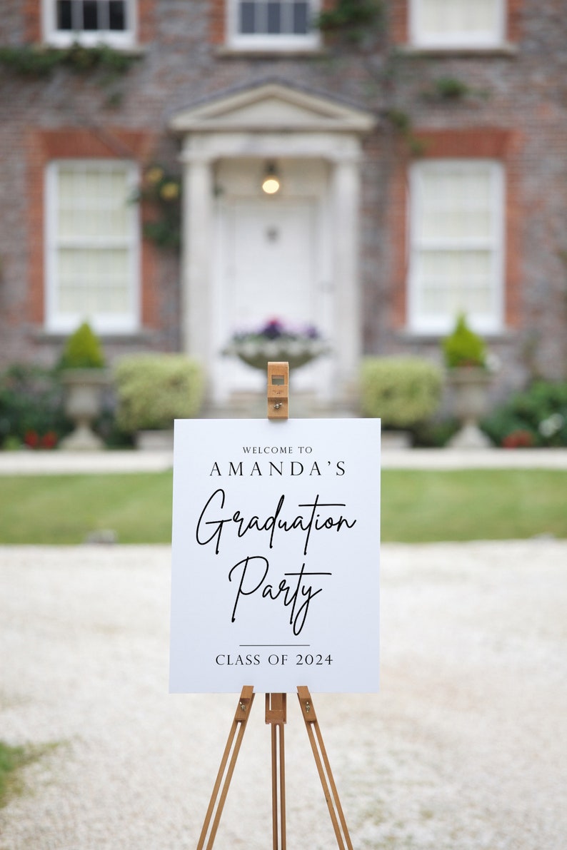 Graduation Party Welcome Sign, Minimalist Graduation Party Sign, Class of 2024 Graduation Party Decorations, Custom Graduation Party Sign image 2