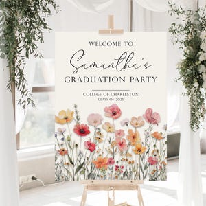 Wildflower Graduation Welcome Sign, Floral Graduation Sign, Wildflower Graduation Decor, Graduation Welcome Poster, Grad Party Welcome Sign