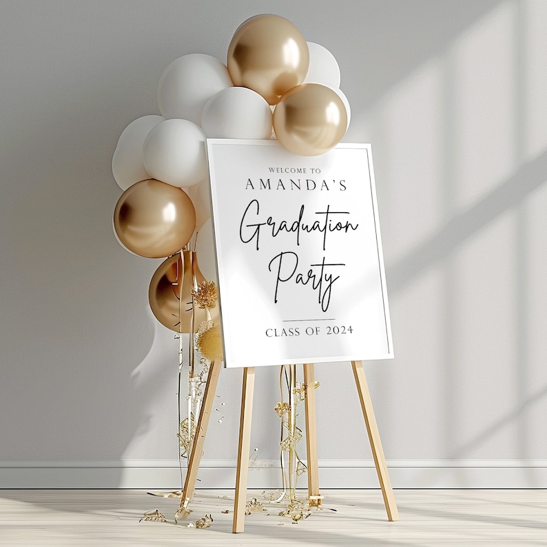 Graduation Party Welcome Sign, Minimalist Graduation Party Sign, Class of 2024 Graduation Party Decorations, Custom Graduation Party Sign image 3