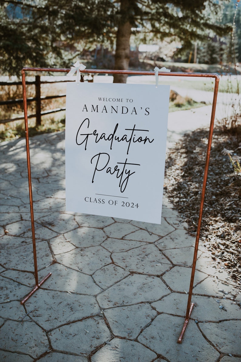Graduation Party Welcome Sign, Minimalist Graduation Party Sign, Class of 2024 Graduation Party Decorations, Custom Graduation Party Sign image 4