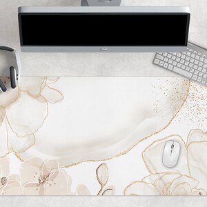 Abstrakte Schreibtischmatte, Süße Schreibtischmatte, Pastell Schreibtischmatte, erweitertes Mauspad, Schreibtischdekoration, florales Mousepad, extra große Schreibtischmatte, Tastaturmatte