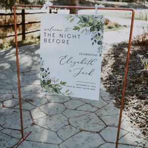 The Night Before Rehearsal Dinner Sign, Wedding Rehearsal Dinner Welcome Sign, The Night Before Wedding, Eucalyptus Rehearsal Dinner Poster image 2