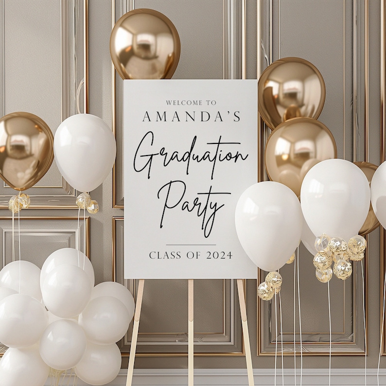 Graduation Party Welcome Sign, Minimalist Graduation Party Sign, Class of 2024 Graduation Party Decorations, Custom Graduation Party Sign image 1