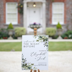 The Night Before Rehearsal Dinner Sign, Wedding Rehearsal Dinner Welcome Sign, The Night Before Wedding, Eucalyptus Rehearsal Dinner Poster image 3