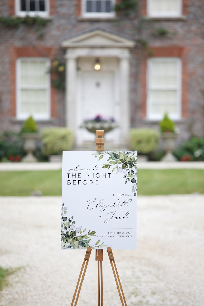 The Night Before Rehearsal Dinner Sign, Wedding Rehearsal Dinner Welcome Sign, The Night Before Wedding, Eucalyptus Rehearsal Dinner Poster image 3