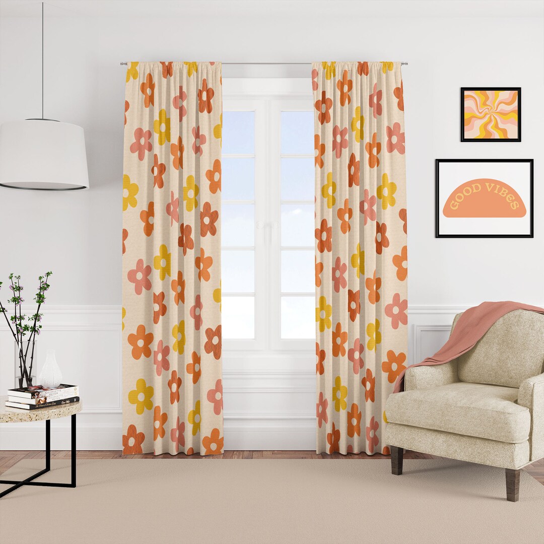 Retro Curtains, 70s Curtains, Hippie Curtains, Blackout Curtains for ...