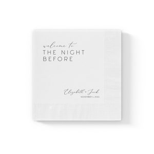 Personalized The Night Before Rehearsal Dinner Napkins, The Night Before Napkins, Rehearsal Napkins, Custom Printed Wedding Napkins Cocktail image 5