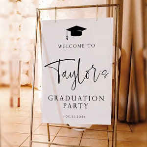 Graduation Party Welcome Sign, Modern Graduation Sign, 2024 Graduation Party Decorations, Custom Graduation Welcome Sign, Grad Party Sign