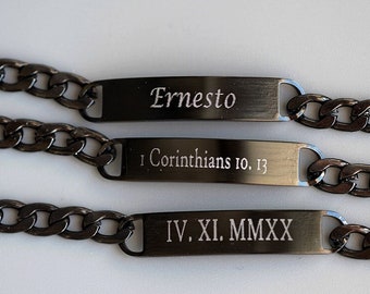Men's ID Engraved Bracelet | Birthday Gift for Dad | Boyfriend Bracelet | Gift for Dad | - Name Bracelet | Men Bracelet