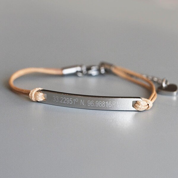 Custom Coordinate Bracelet • Custom Coordinates • GPS Coordinates Jewelry • Location Bracelet • Location Jewelry