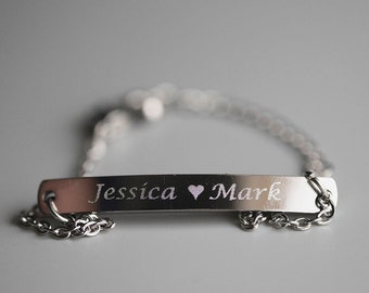 Engraved Name Bar Bracelets, Personalized Bar Bracelet, Bracelet with Name, Monogram Initial Bracelet, Personalized Wedding Gifts