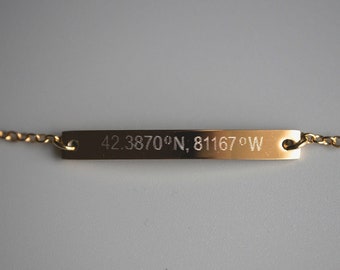 Coordinates Bracelet | Bar Bracelet | Bridesmaid Gift | Engraved Bracelet | Personalized Bracelet | Custom Bar Bracelet