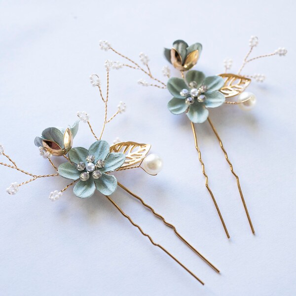 Sage Green Wedding Hair Pin Bridal Hair Pins Bridal Headpiece Bridal Hairpiece Wedding Hair Bridal Hair Accessory Bridal Hair Piece