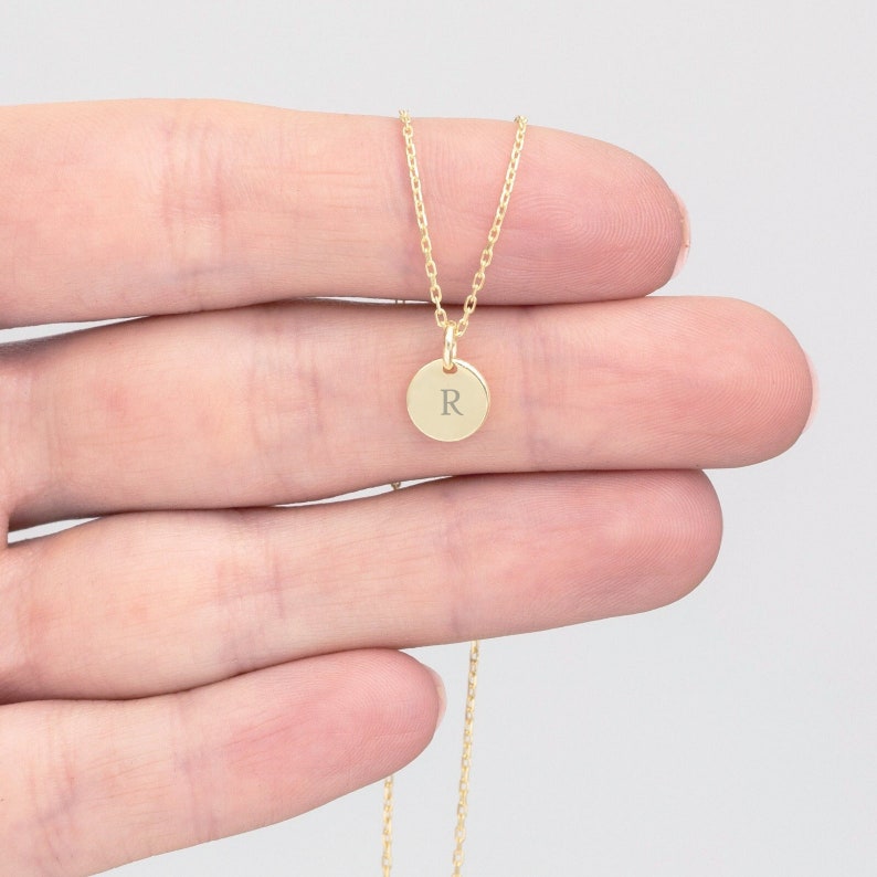 Dainty Initial Disc Necklace Letter Necklace for Women Jewelry Etsy