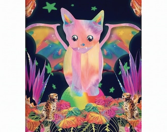 Bat Cat Kitten Limited Edition Print