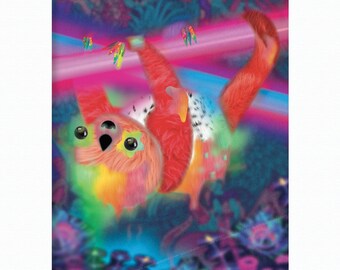 Neon Baby Sloth Limited Edition Print