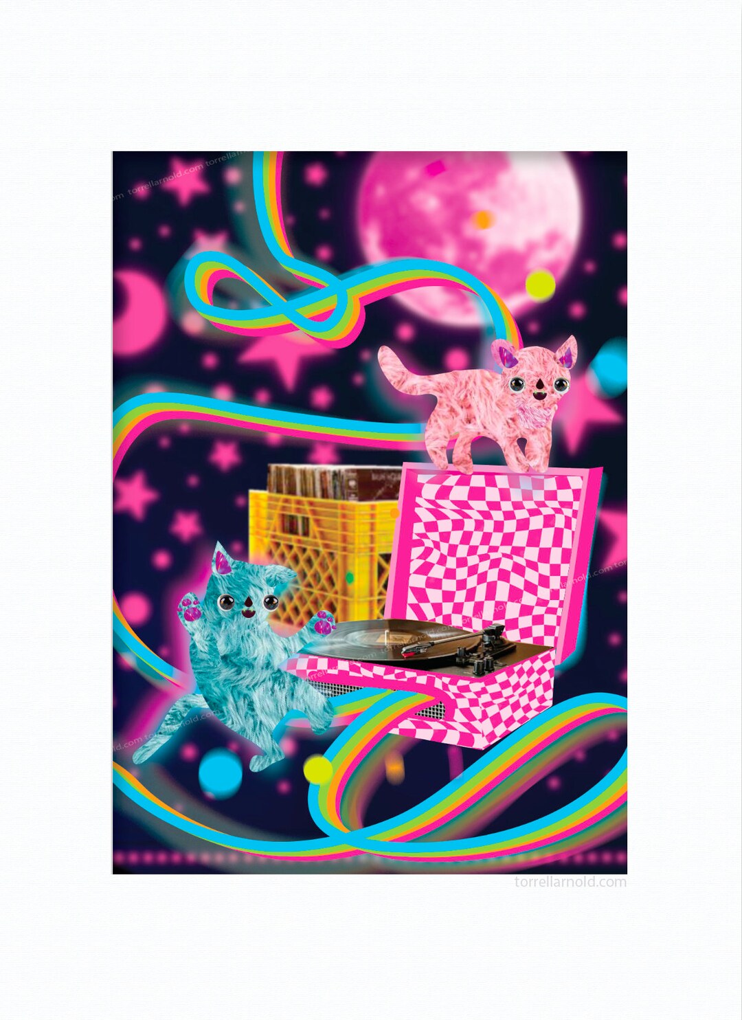 Kitten Record Disco Original Print - Etsy