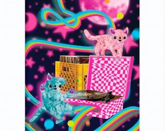 Kitten Record Disco Original Print
