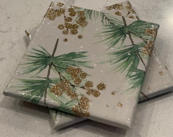 Merry Holly Coasters Ensemble de 4