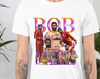 Bob Pancakes Vintage T-Shirt 90er Jahre Oversized Grafik T-Shirt Sims 4 Merch Sims 4 Liebhaber Geschenk Für Simmer Die Sims 4 Geschenk für Gamer