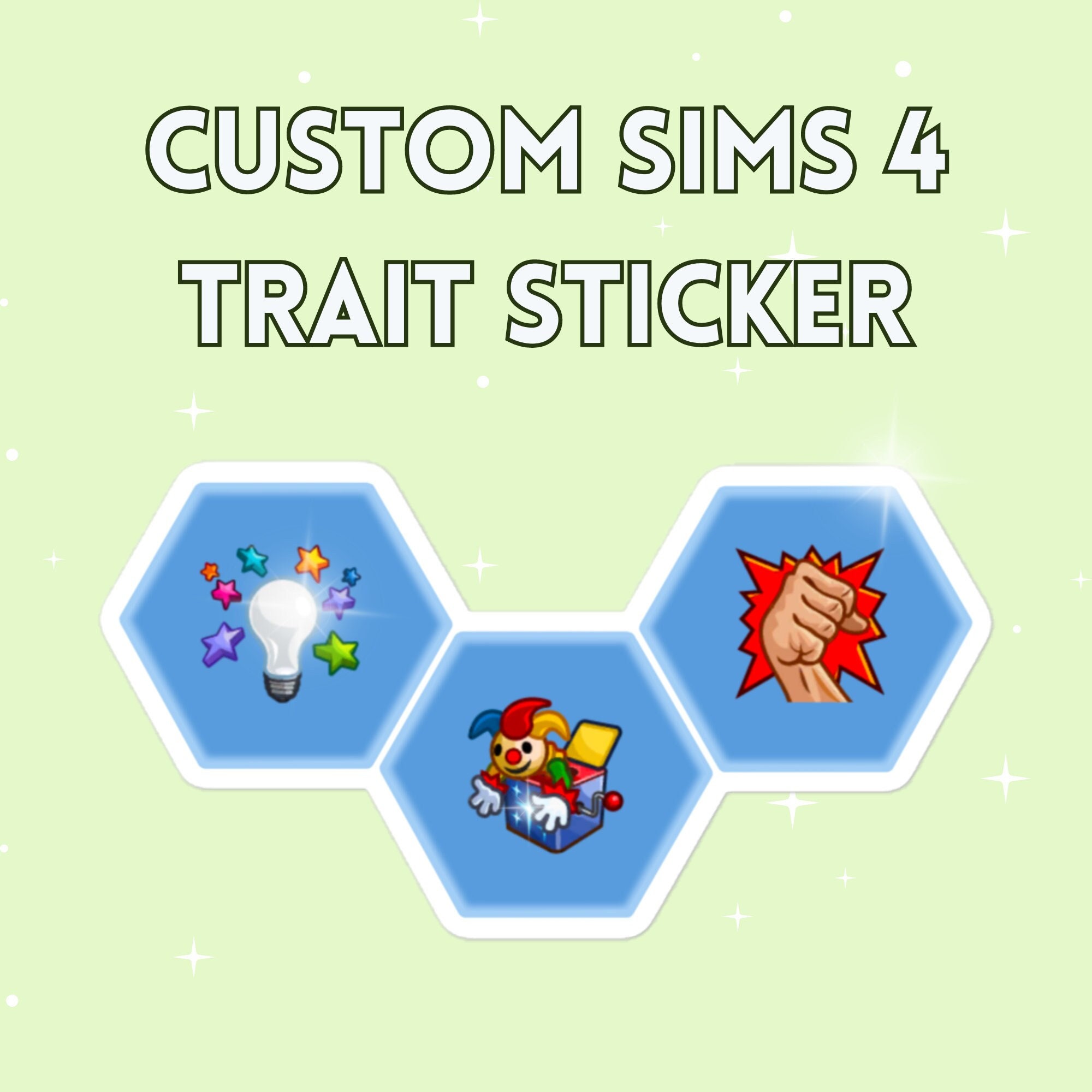 Custom Sims 4 Traits Sticker Sims Laptop Vinyl Sticker Gift For Gamer Friend Custom Christmas Gift For Her | Waterproof, Indoor/Outdoor Use