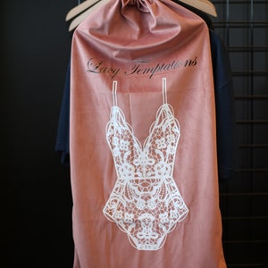 Giant soft pink velvet drawstring bag