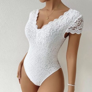 Fitted soft thick lace bodysuit