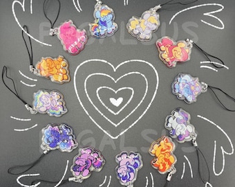 Mini Charms para teléfono MLP: Charms acrílicos con brillantina de doble cara