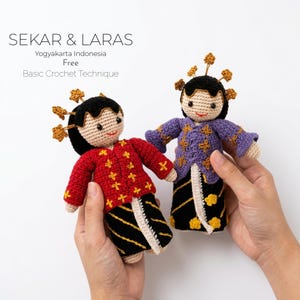 Sekar & Laras Yogyakarta Amigurumi Doll Pattern, Javanese Kebaya, Batik Jarik (PDF Download)