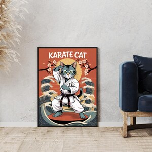 Karate Cat Art Print: grappig decor voor vechtsporten in Japanse stijl (pdf-download)