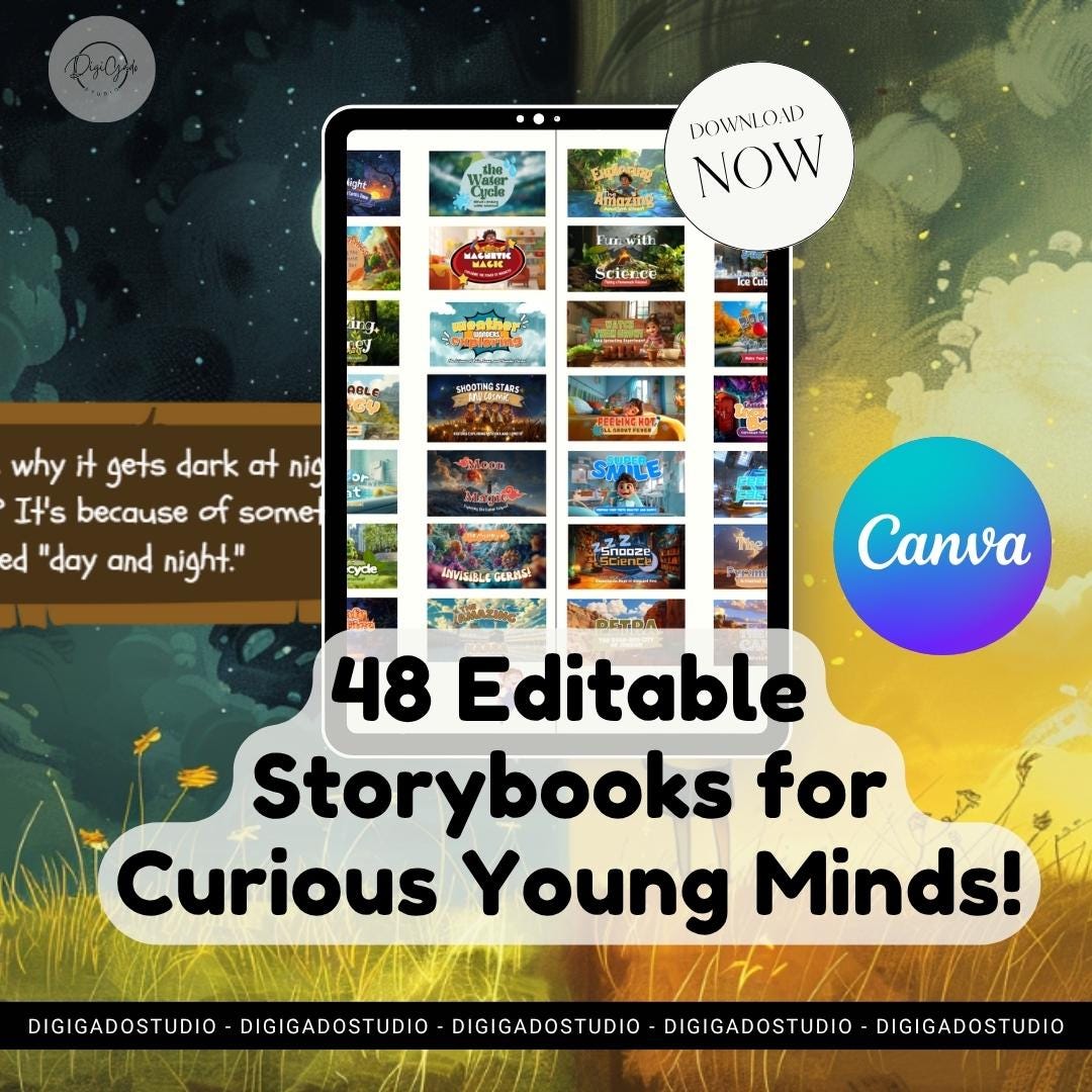 48 Editable English Story Books for Kids With Voiceovers | Canva PLR ...