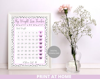 Spotty Weight loss Chart Tracker Countdown 4 Stone, INSTANT DOWNLOAD, Digital Print At Home A4, WW, Slimming World, Noom