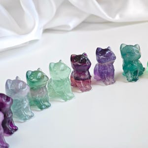 ADORABLE Fluorite Kittens | Fluorite Sitting Cat Crystal Carving | RAINBOW Fluorite Crystal | Crystal Animals, Crystal Decor, Mini Crystals