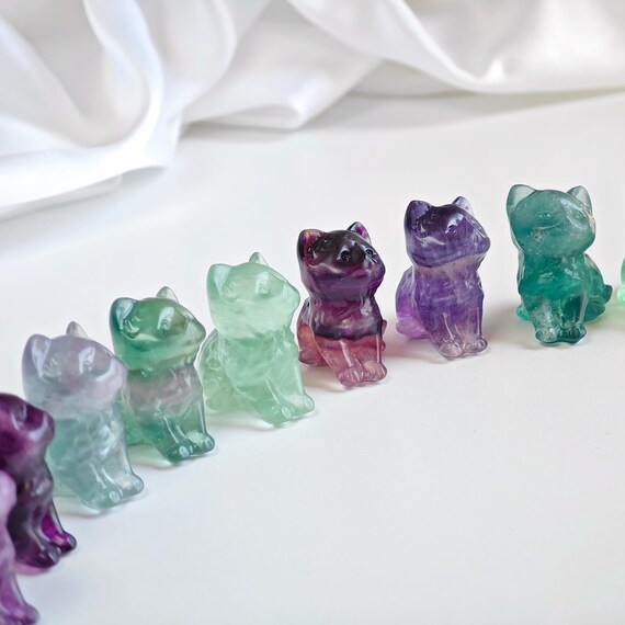 キャンディ フローライト　狐　九尾　月　カービング　三点セット　バラ売り可 キャンディ フローライト 狐 九尾 月 カービング 三点セット バラ売り