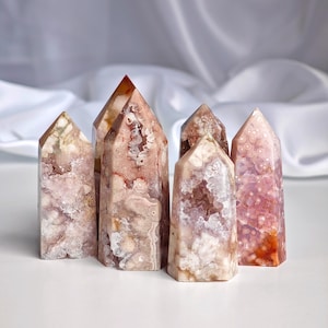SCHITTERENDE roze amethist x bloemagaat kristallen torens/punten | Roze bloemenagaatpunten | Druzy roze amethist - kristallen decor, kristallen geschenken