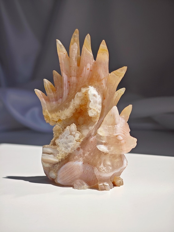 高品質 九尾 公式 狐 瑪瑙 ドゥルージー 結晶 天然石 高品質 九尾 狐