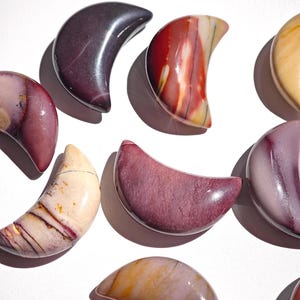 MOOKAITE JASPER Crystal Moons | Purple Mookaite Jasper | Red, Yellow, White Mookaite | Small Crystals | Mini Crystals | Mookaite Stone