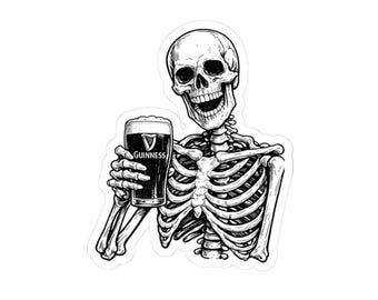 Skeleton Holding a Guinness Kiss-Cut Stickers