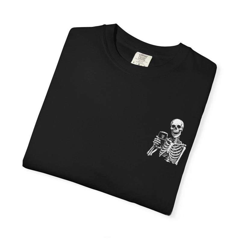 Skeleton Holding Guinness T-shirt | Small Chest Illustration, Goth, Spooky Tee image 15