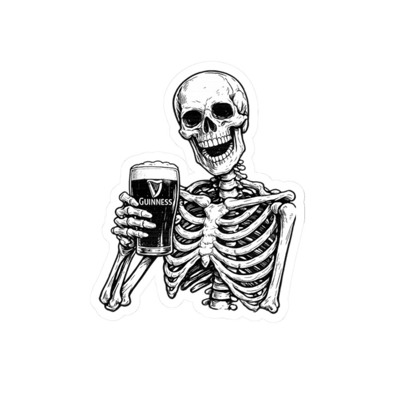 Skeleton Holding a Guinness Kiss-Cut Stickers image 10
