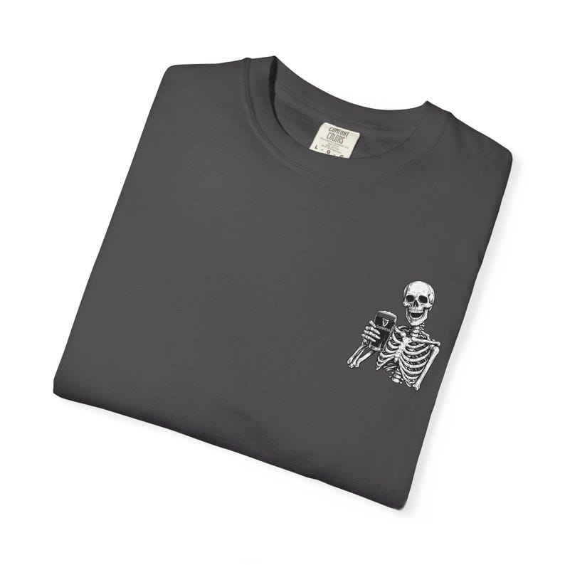 Skeleton Holding Guinness T-shirt | Small Chest Illustration, Goth, Spooky Tee image 11