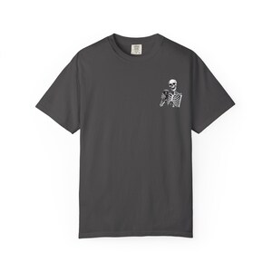 Skeleton Holding Guinness T-shirt | Small Chest Illustration, Goth, Spooky Tee image 9