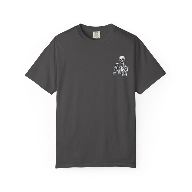 Skeleton Holding Guinness T-shirt | Small Chest Illustration, Goth, Spooky Tee image 9