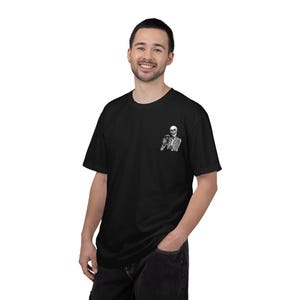 Skeleton Holding Guinness T-shirt | Small Chest Illustration, Goth, Spooky Tee image 16