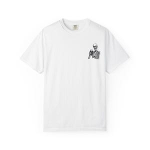 Skeleton Holding Guinness T-shirt | Small Chest Illustration, Goth, Spooky Tee image 1