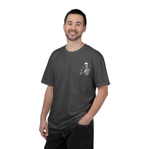 Skeleton Holding Guinness T-shirt | Small Chest Illustration, Goth, Spooky Tee image 12