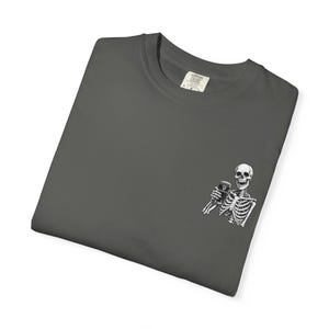 Skeleton Holding Guinness T-shirt | Small Chest Illustration, Goth, Spooky Tee image 7